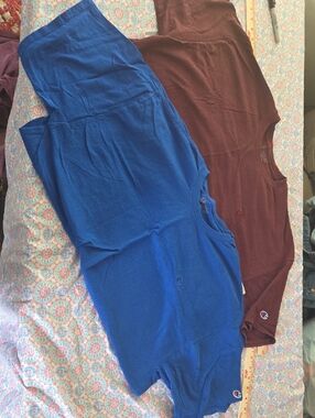 Champion Crewneck Tees in Blue & Maroon
